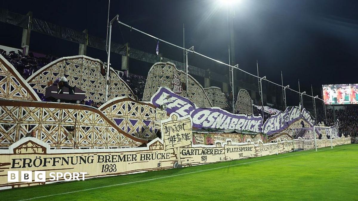 奥斯纳布吕克在德国杯对阵拜仁慕尼黑时展示新奇的Tifo